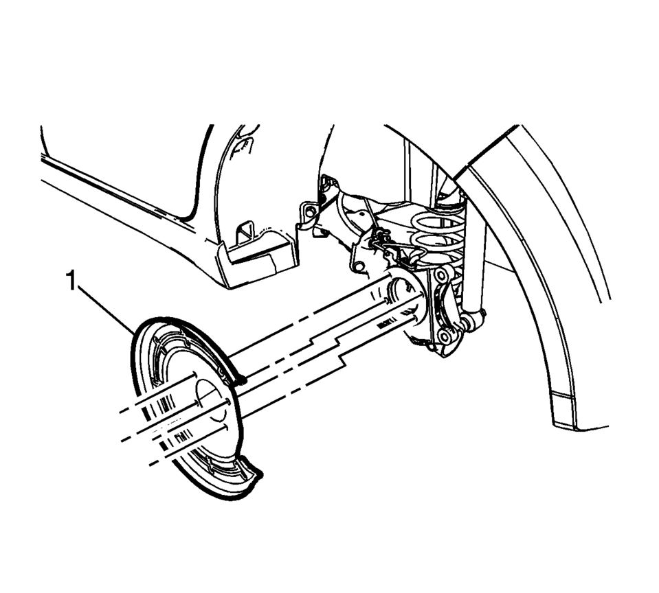 Install the rear brake shield (1).