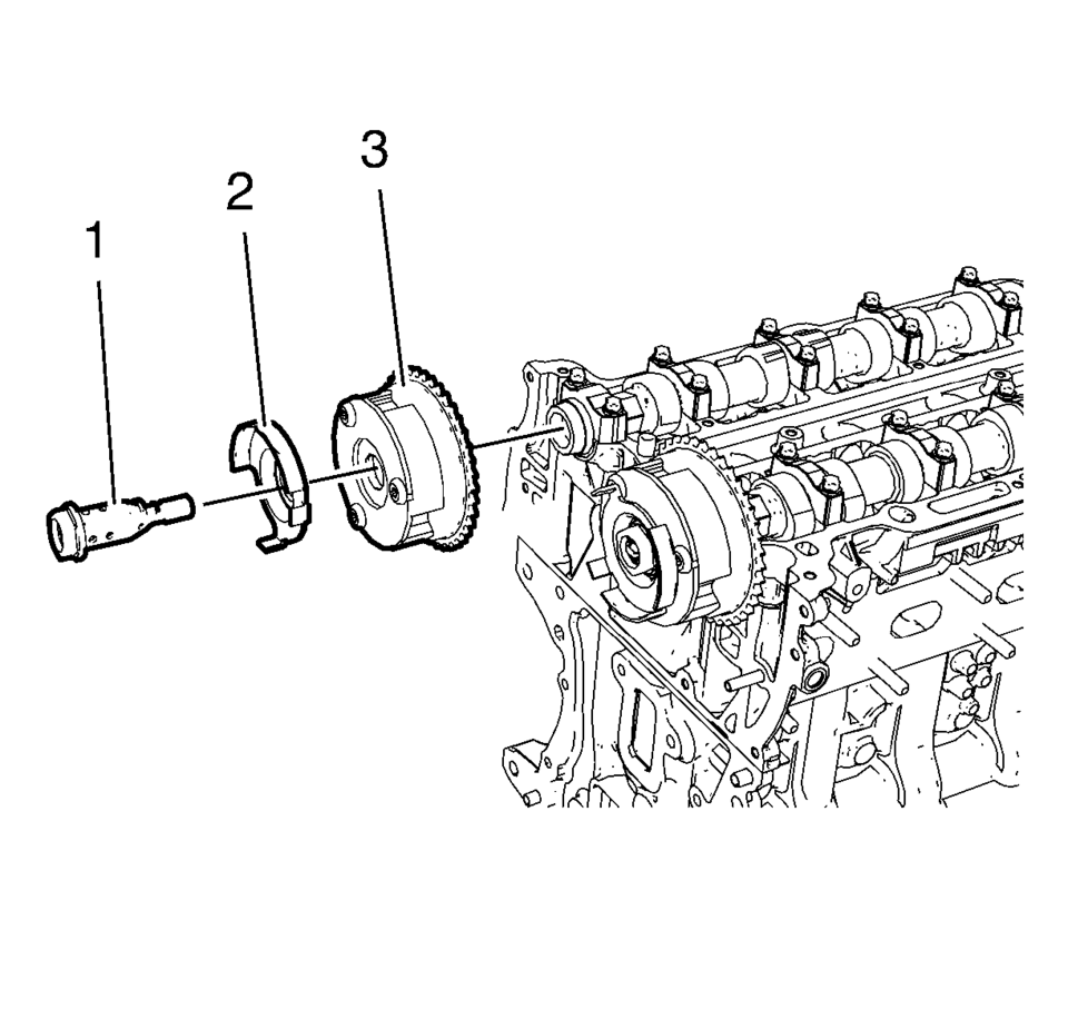 Install the intake camshaft sprocket (3).