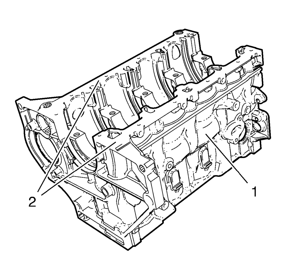 Clean the sealing material from the gasket mating surfaces (2).