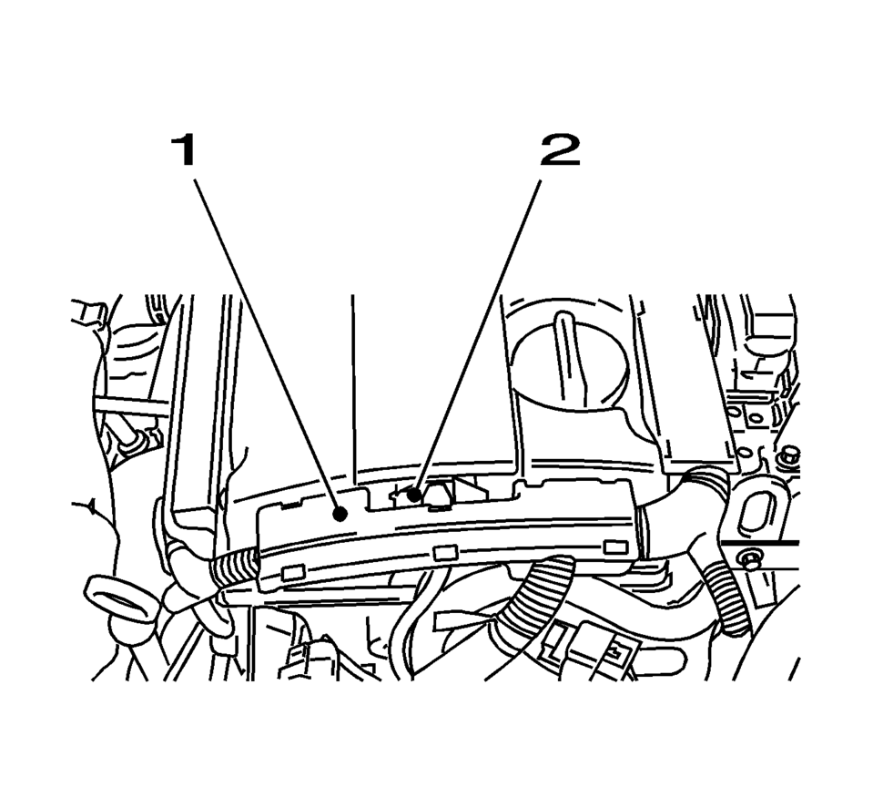 Remove the engine wiring harness guide (1) from the