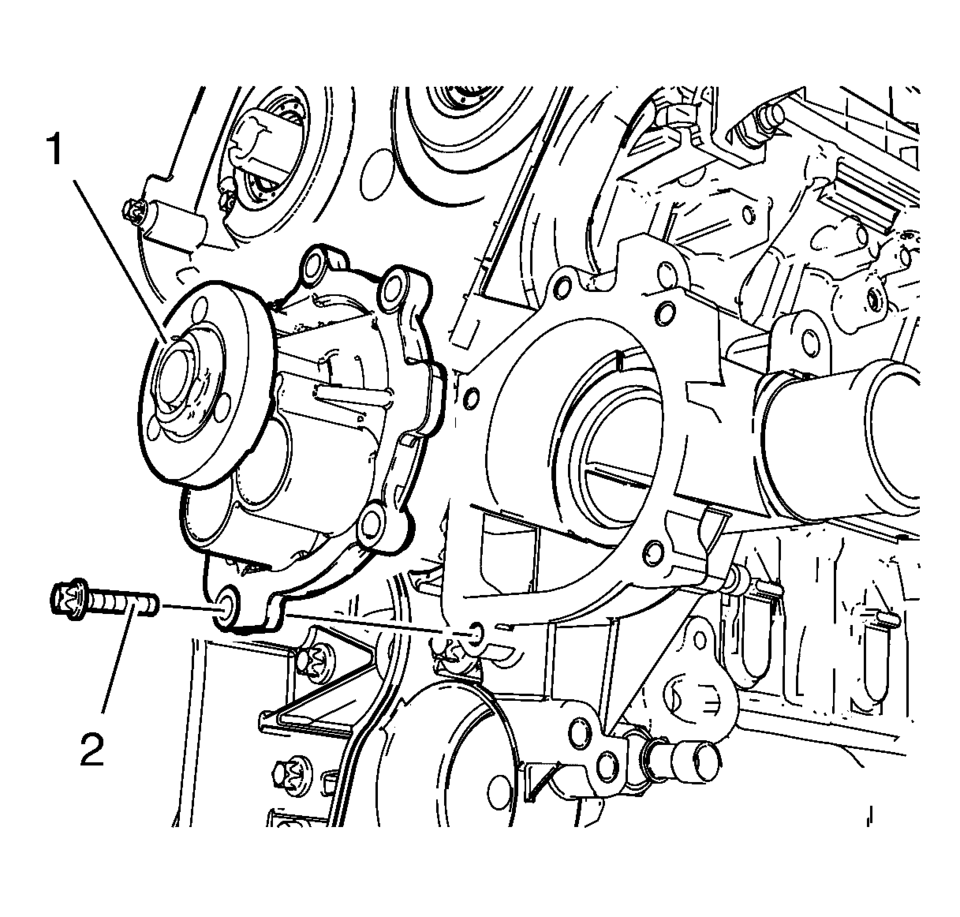 Clean the sealing surfaces and the 3 coolant pump threads.