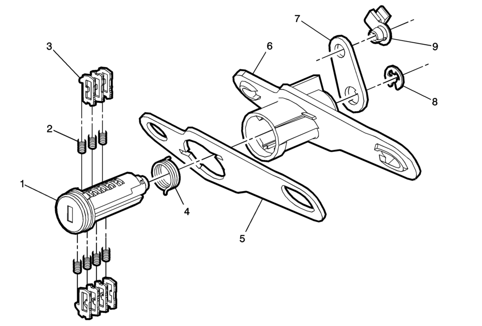 The rear compartment lid lock cylinder uses 7 of the 7 cut positions. The tumbler