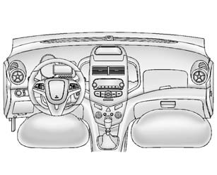 The driver knee airbag, if equipped, is below the steering column. The front