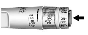 ON: Press the upper portion of the button for continuous rear window wipes.