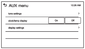 1. Press MENU from the AUX movie screen. The AUX menu is displayed.