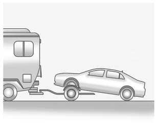 The vehicle can be towed from the front using a dolly. To tow the vehicle using