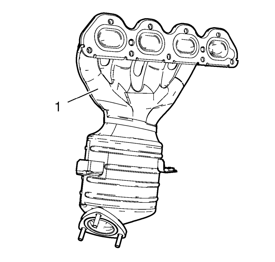 Clean the exhaust manifold (1) in solvent.