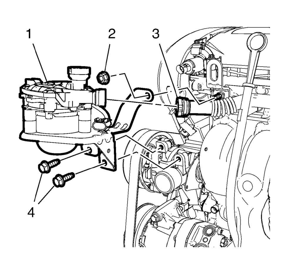 Disconnect the secondary air injection pump pipe (3). Refer to Plastic Collar