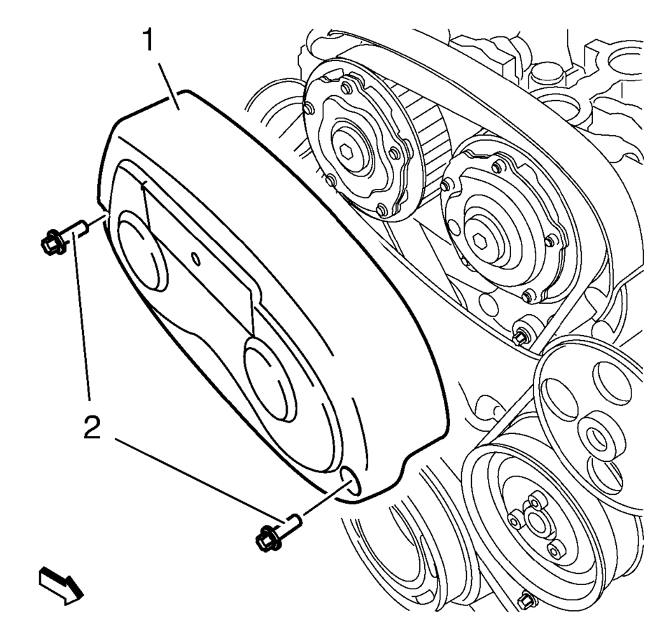 Install the timing belt upper front cover (1).