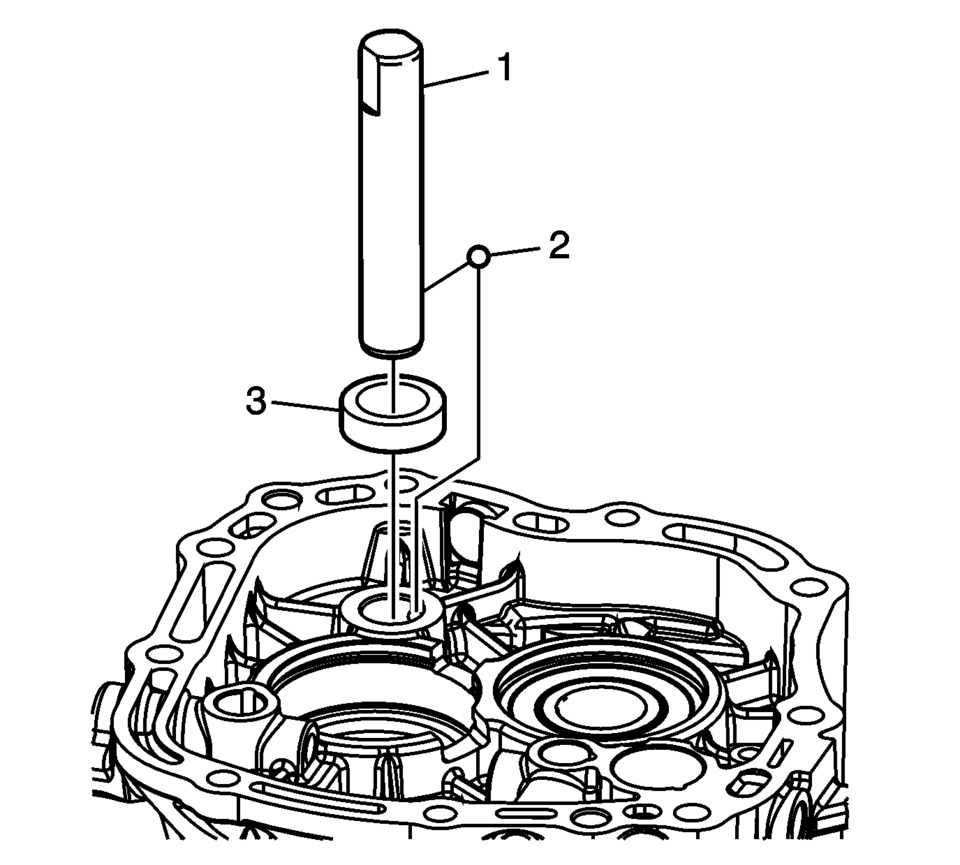 Install the reverse helical gear washer (3) onto the reverse