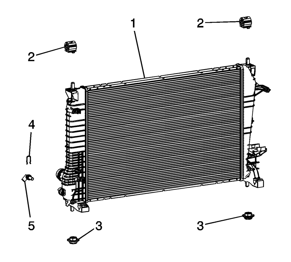 Install the following components to the radiator assembly (1).