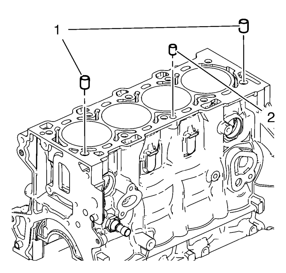 Remove the cylinder head locating (1, 2).