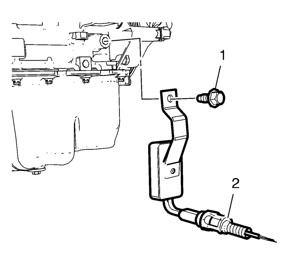 Remove the engine oil heater bolt (1).