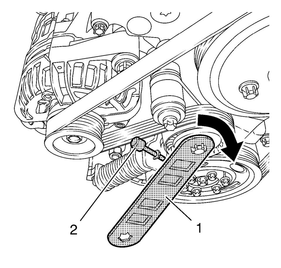 Install EN-48488 wrench (1) to the drive belt tensioner.