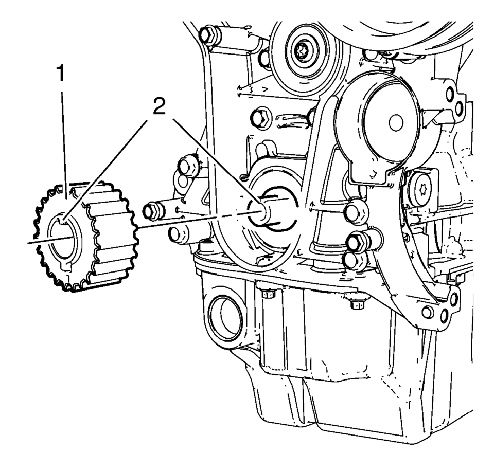 Remove the crankshaft sprocket (1).