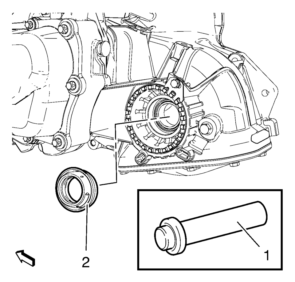 Coat the NEW left front wheel drive shaft oil seal (2)