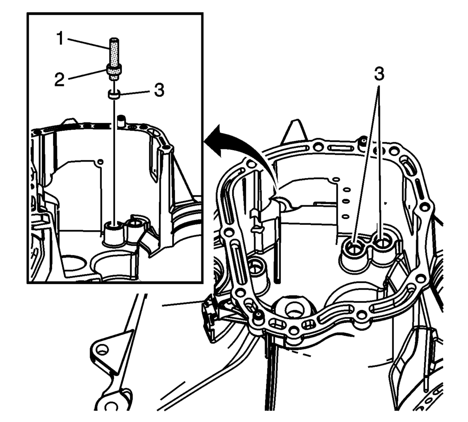 Install the shift shaft bushings (3) using the R-0407014