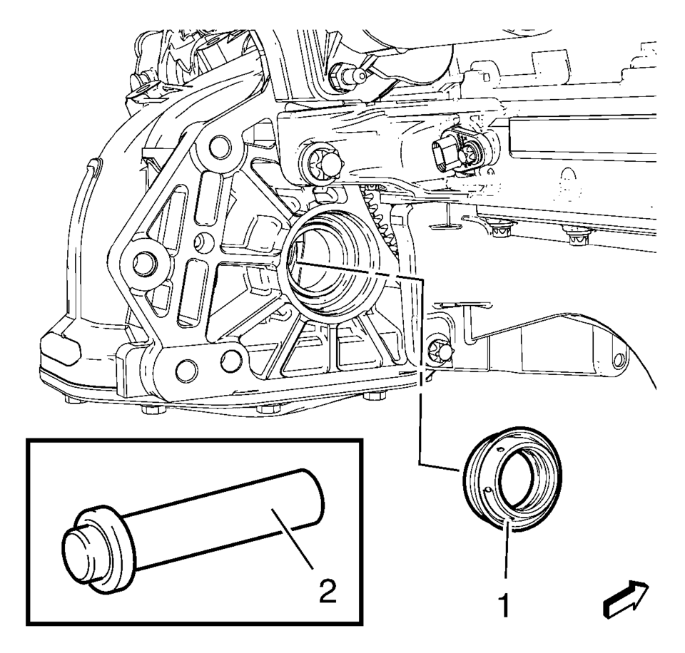 Coat the NEW right front wheel drive shaft oil seal (1) with transmission