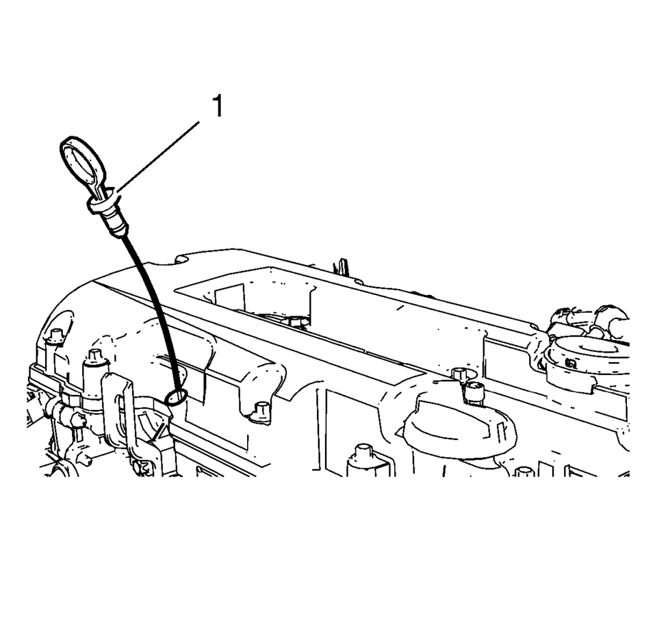 Remove the oil level indicator (1).