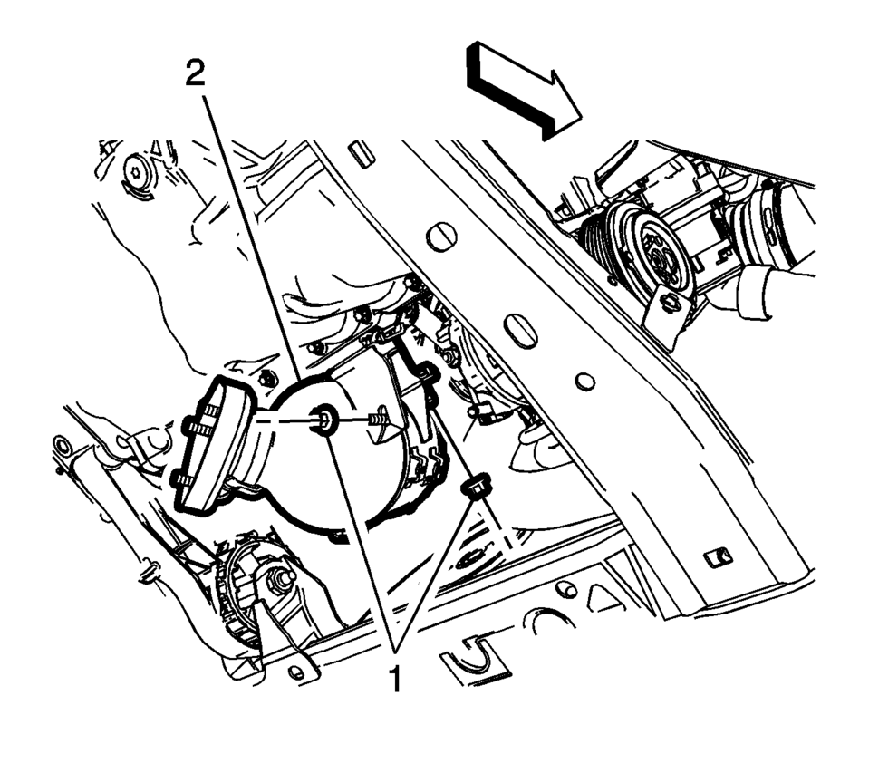 Install the catalytic converter into the catalytic converter brace (2)