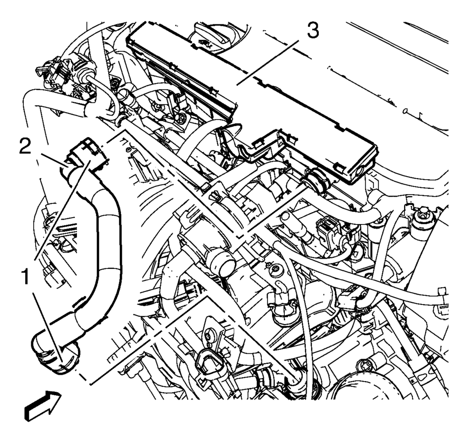 Install the positive crankcase ventilation tube (2).