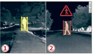 Fig. 103 Instrument cluster: pedestrian marking and warning