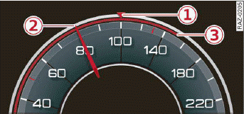 Fig. 106 Instrument cluster: display in the speedometer