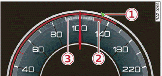 Fig. 111 Instrument cluster: speedometer: predictive control display