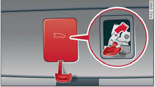 Fig. 30 Inner luggage compartment lid: access to the emergency release