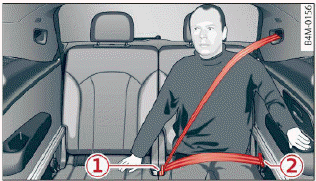 Fig. 67 Third row seats: unfastening safety belts