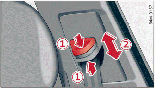 Fig. 68 Belt height adjustment for the front seats - safety belt relay