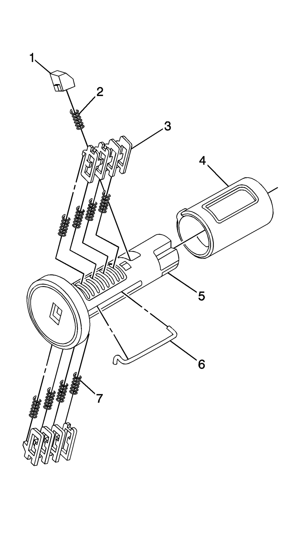 The ignition lock cylinder uses 8 key cut positions, 1–8. The ignition cylinder