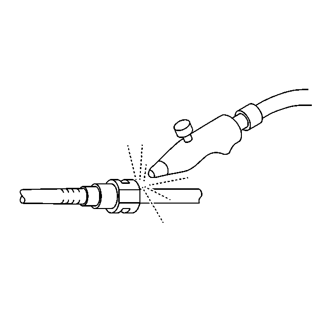 Using compressed air, blow any dirt out of the quick-connect fitting.