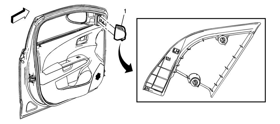 Using an appropriate plastic trim tool, remove the front side door upper