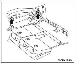Nissan Armada third row power seat control buttons and cup holder console