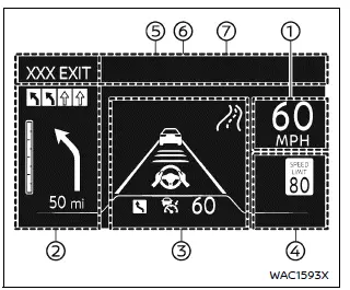 Nissan Armada head up display projection on windshield example