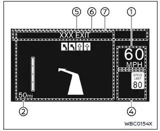 Nissan Armada HUD interface showing speed and navigation data