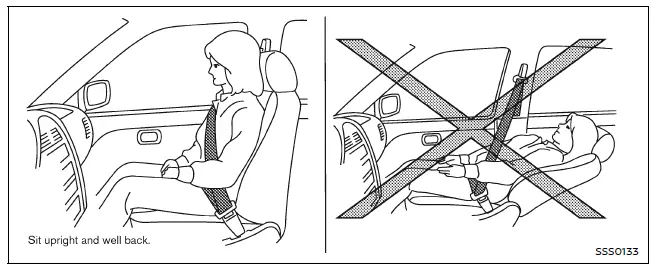 Nissan Armada seat safety positioning and proper seating posture illustration