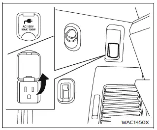 Nissan Armada 120V power outlet located in cargo area side panel