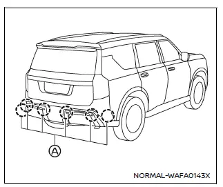 Nissan Armada rear automatic braking system detecting obstacle behind vehicle
