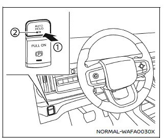 Nissan Armada automatic brake hold switch and indicator layout