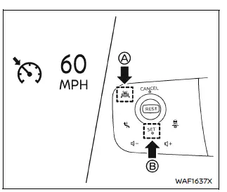 Nissan Armada conventional cruise control activation display and steering controls