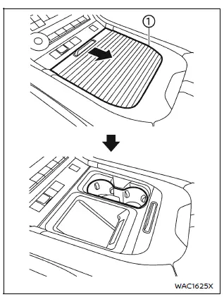 Nissan Armada front cup holders with sliding cover in center console