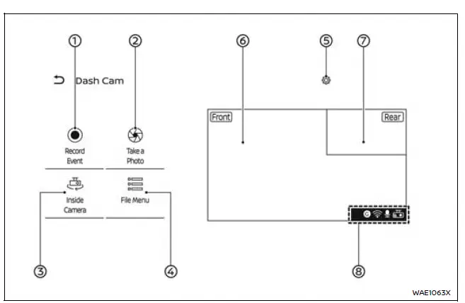 Nissan Armada driving recorder interface screen layout