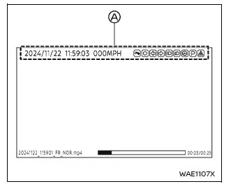 Nissan Armada driving recorder playback screen with overlay information