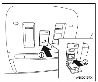 Nissan Armada SOS emergency call button location near overhead console