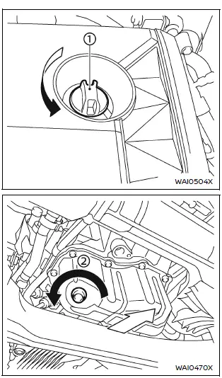 Nissan Armada engine oil drain plug location example