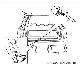 Nissan Armada spare tire access hole and jack rod insertion angle