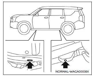 Nissan Armada jack-up point location under vehicle frame