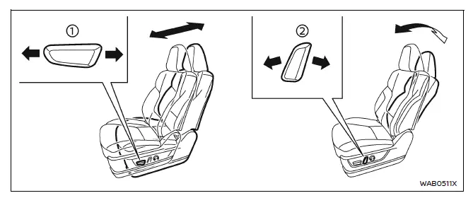 Nissan Armada front seat adjustment controls forward backward reclining